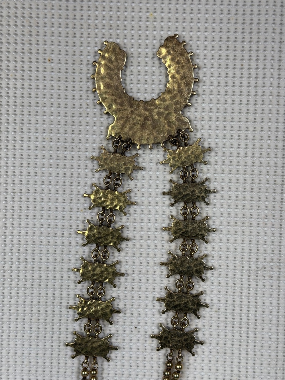 Faux Turquoise Statement Pendant Necklace - Squash Blossom Style - Picture 11 of 16